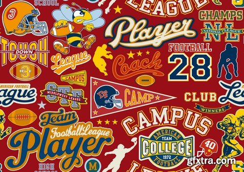 College Signs, Design Elements & Graphics Patchwork - 16xAI