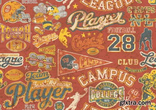 College Signs, Design Elements & Graphics Patchwork - 16xAI