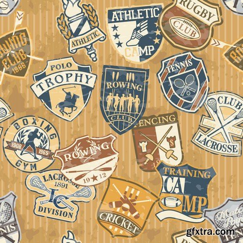 College Signs, Design Elements & Graphics Patchwork - 16xAI