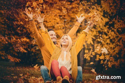 Couple in the Autumn Park - 9 UHQ JPEG