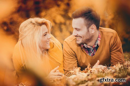 Couple in the Autumn Park - 9 UHQ JPEG