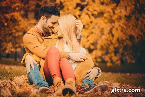 Couple in the Autumn Park - 9 UHQ JPEG