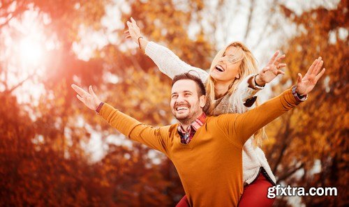 Couple in the Autumn Park - 9 UHQ JPEG