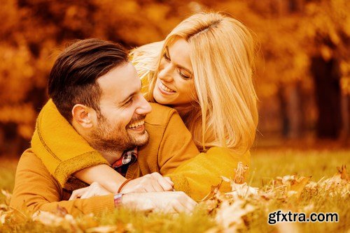 Couple in the Autumn Park - 9 UHQ JPEG