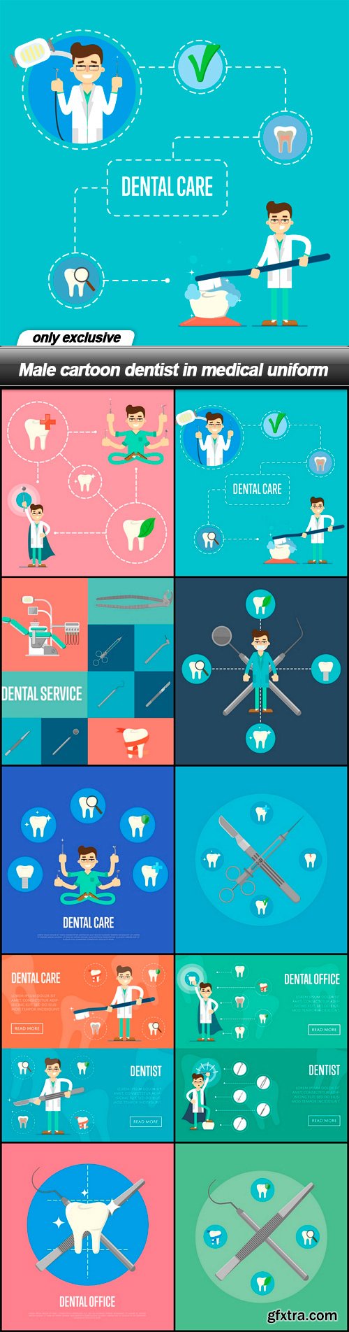 Male cartoon dentist in medical uniform - 25 EPS