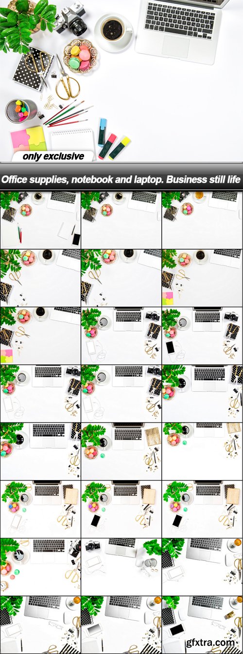 Office supplies, notebook and laptop. Business still life - 25 UHQ JPEG