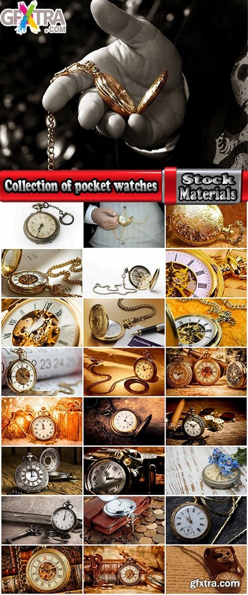 Collection of pocket watches gold chain vintage antiques 25 HQ Jpeg