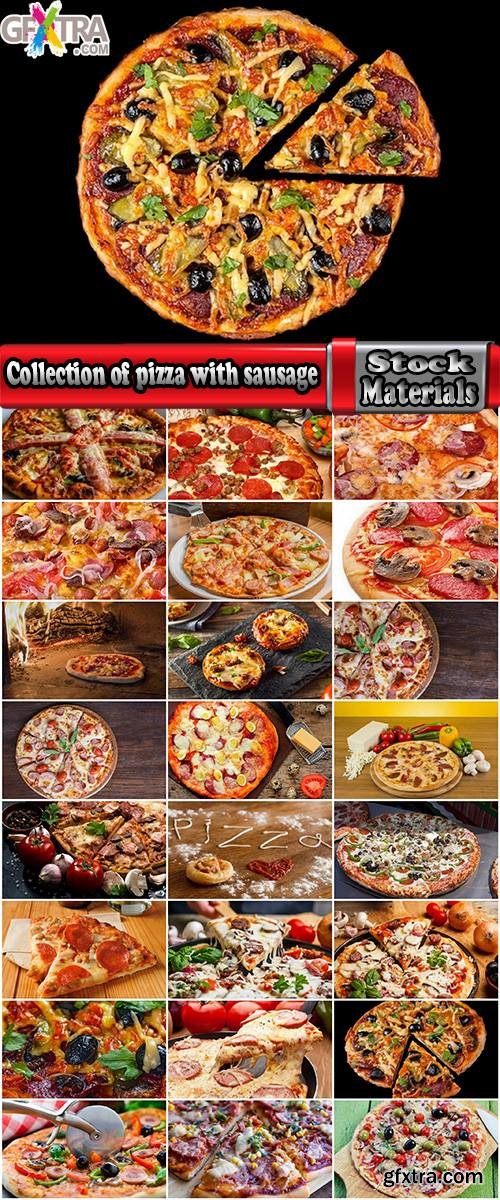 Collection of pizza with sausage 25 HQ Jpeg