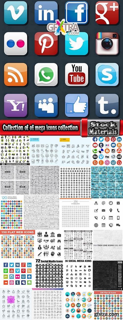 Collection of of mega icons collection of different subjects vector image 25 EPS