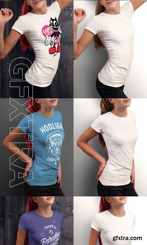 Crew Neck T-shirt Mock-up Female Version