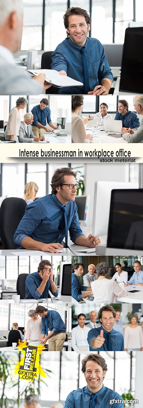 Intense businessman in workplace office