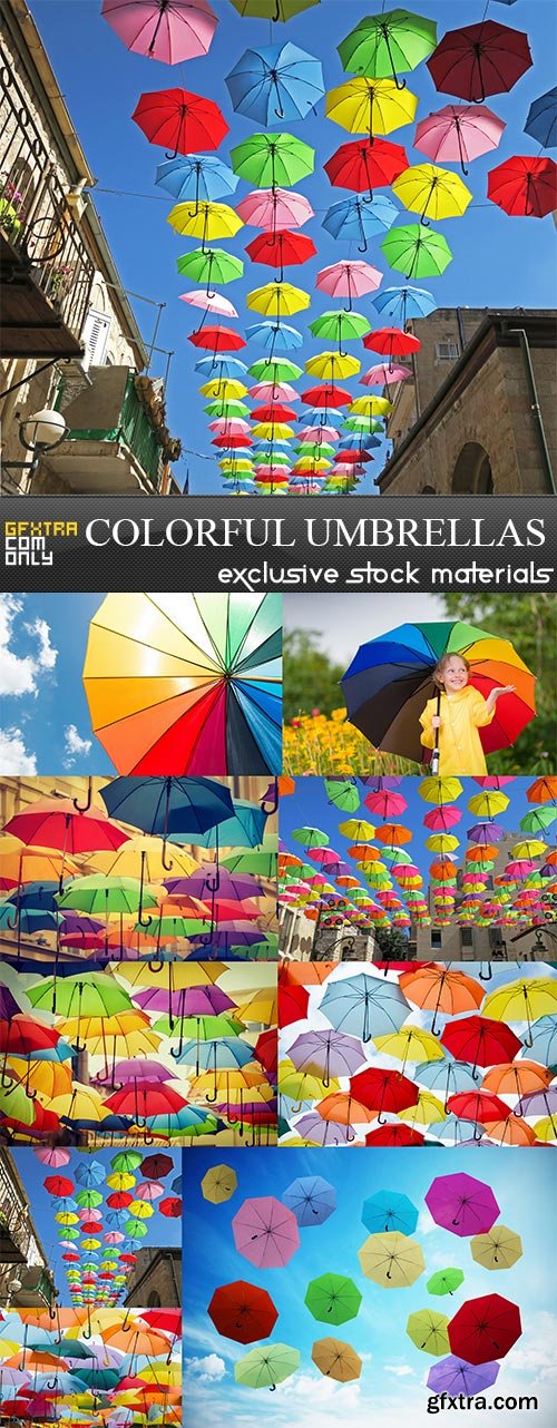 Colorful Umbrellas, 9 x UHQ JPEG