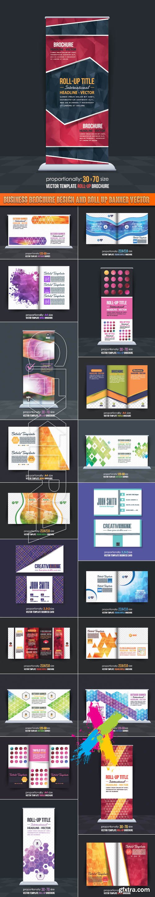 Business Brochure Design and Roll up banner vector