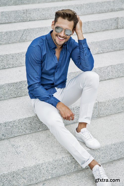 Cheerful smiling young male model