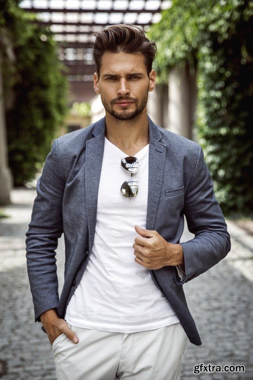 Cheerful smiling young male model