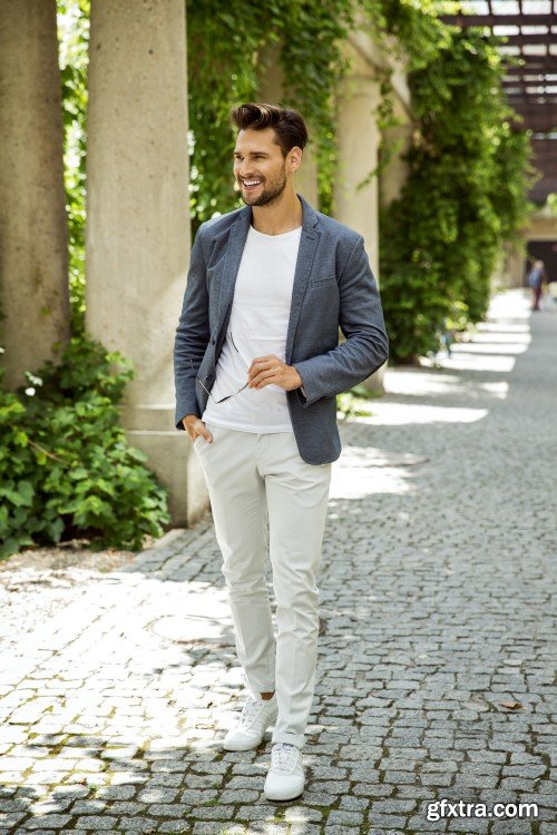 Cheerful smiling young male model