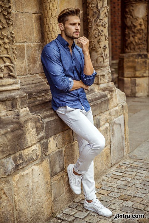 Cheerful smiling young male model