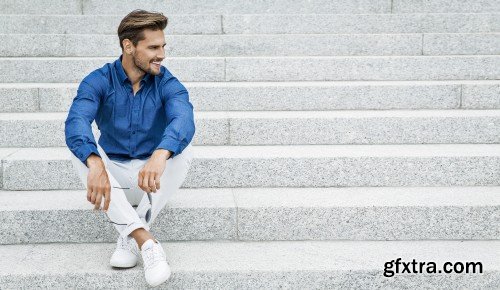 Cheerful smiling young male model