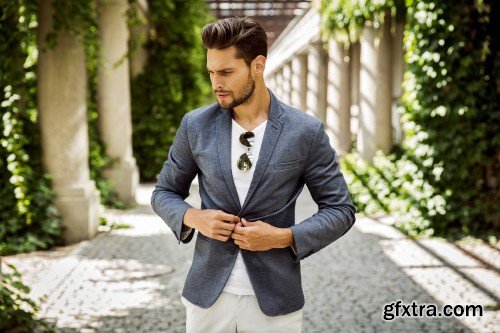 Cheerful smiling young male model