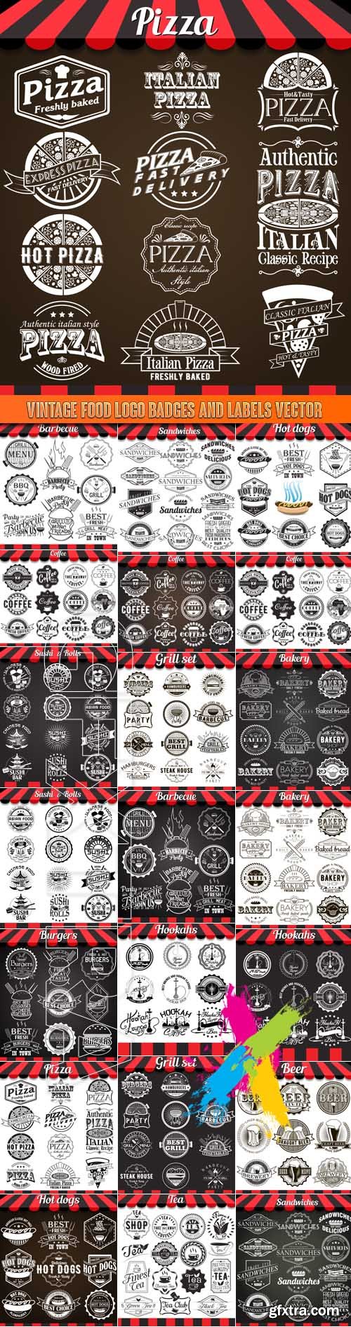 Vintage food logo badges and labels vector