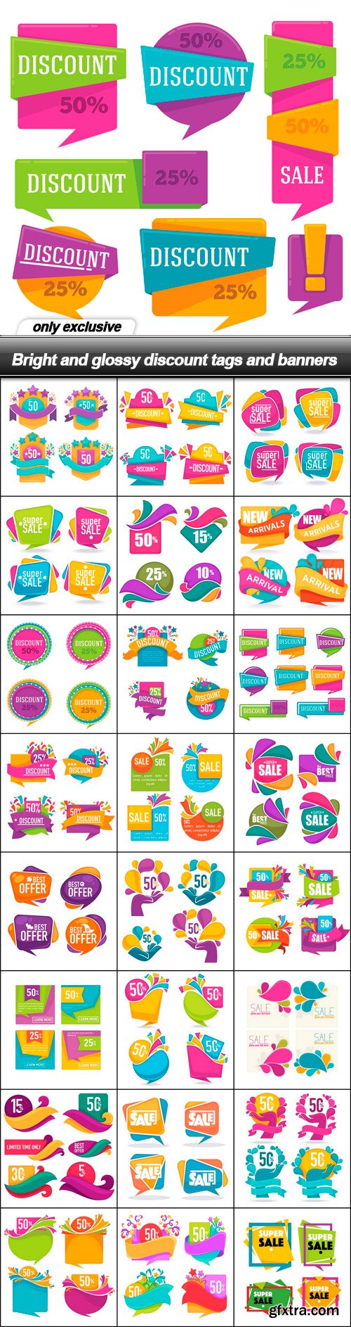 Bright and glossy discount tags and banners - 25 EPS