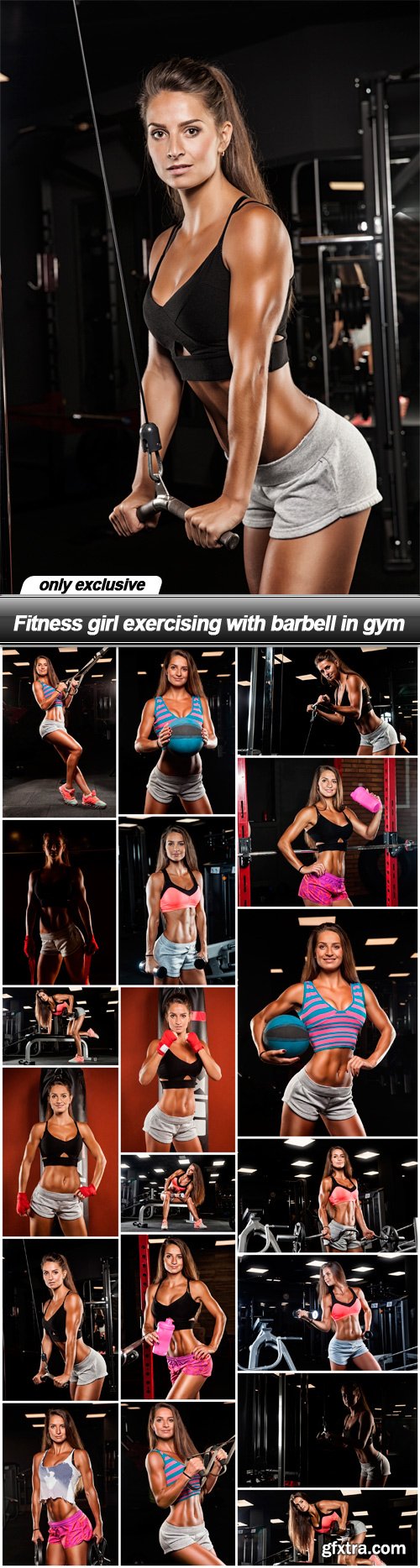 Fitness girl exercising with barbell in gym - 19 UHQ JPEG