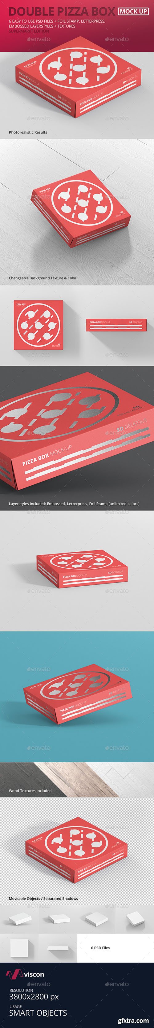 Graphicriver Pizza Box Mockup - Double Pack Supermarket Edition 16365341