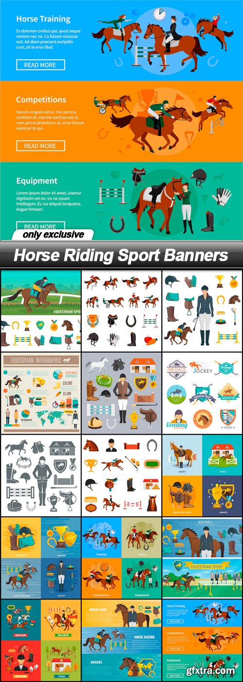 Horse Riding Sport Banners - 15 EPS