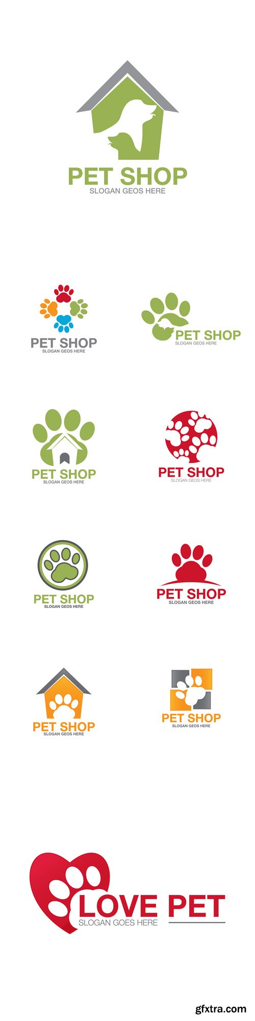 Vector Set - Pet Paw Abstract Logo Icon