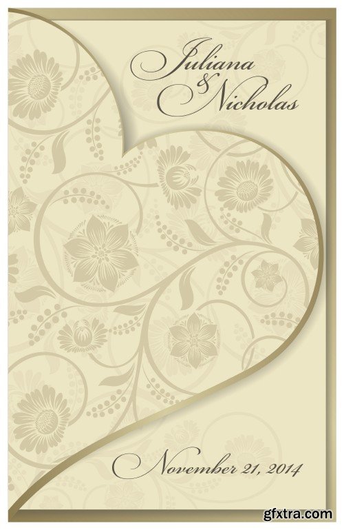 Vintage vector invitation with patterns, envelopes