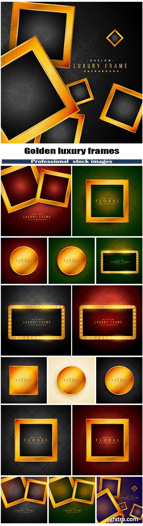 Golden luxury frames on vintage background