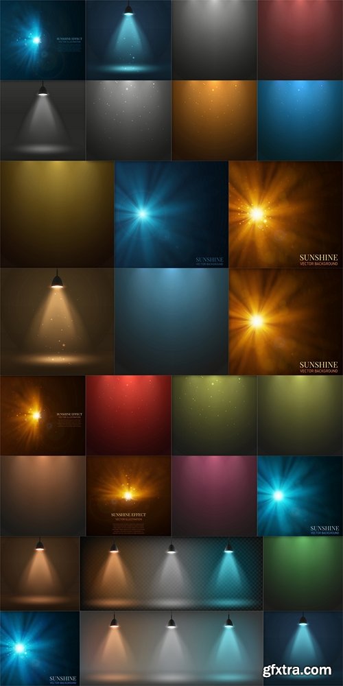 Artificial illumination lamps, vector graphics