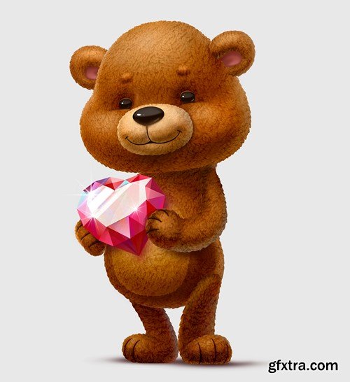 Bear with heart, Valentine's Day 8X JPEG