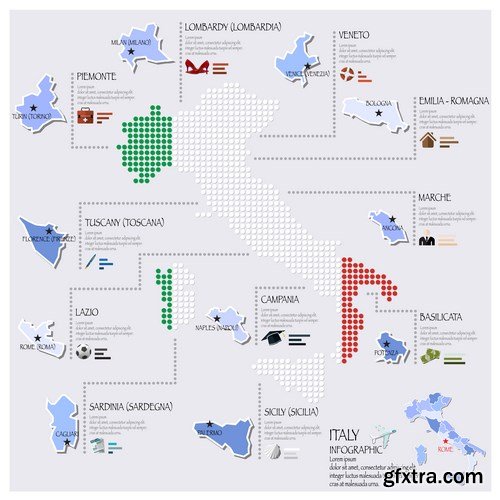 Dot Infographics  Countries, Flag & Map 2 - 23xEPS