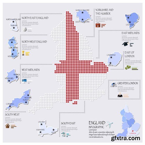 Dot Infographics  Countries, Flag & Map 2 - 23xEPS