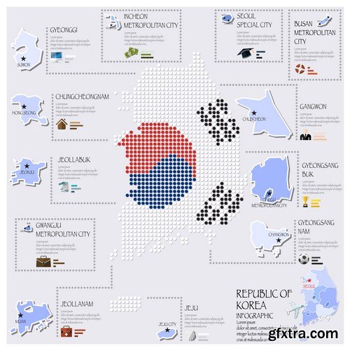 Dot Infographics  Countries, Flag & Map 2 - 23xEPS