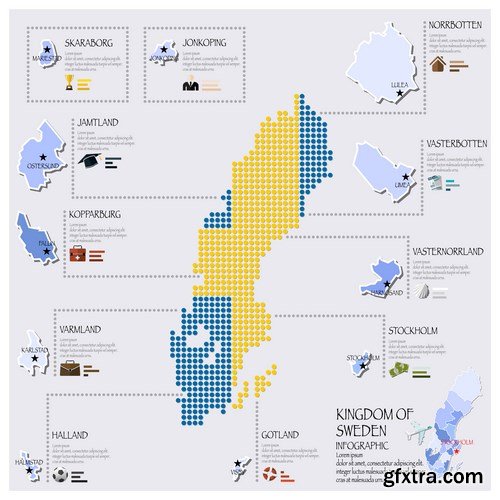 Dot Infographics  Countries, Flag & Map 2 - 23xEPS