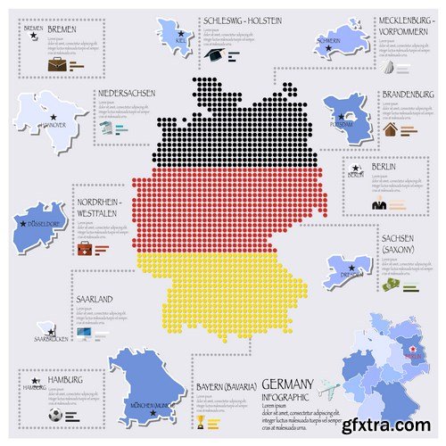 Dot Infographics  Countries, Flag & Map 2 - 23xEPS