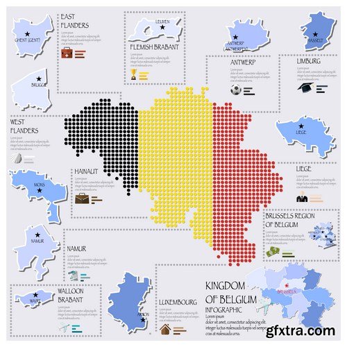 Dot Infographics  Countries, Flag & Map 2 - 23xEPS