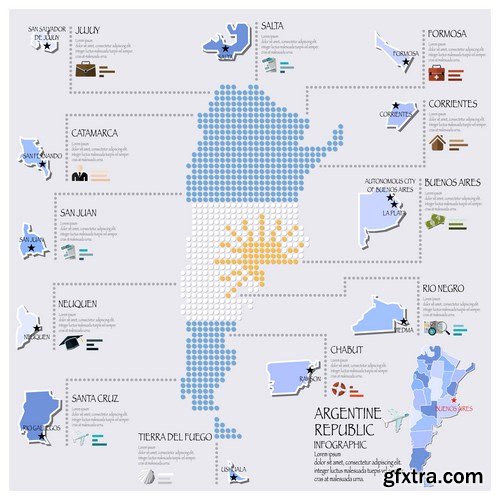 Dot Infographics  Countries, Flag & Map 2 - 23xEPS