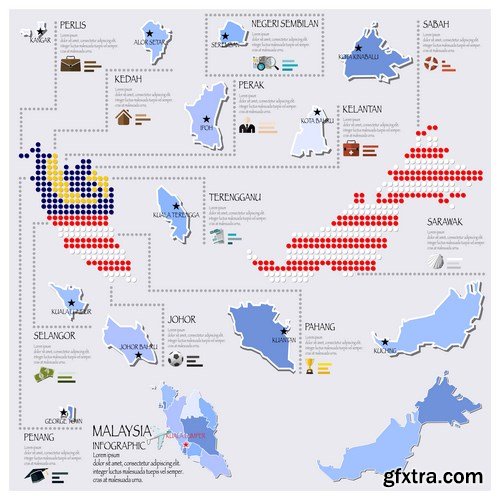 Dot Infographics  Countries, Flag & Map 2 - 23xEPS