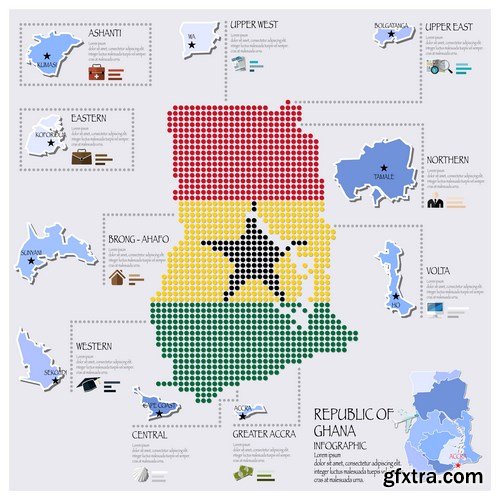 Dot Infographics  Countries, Flag & Map 2 - 23xEPS