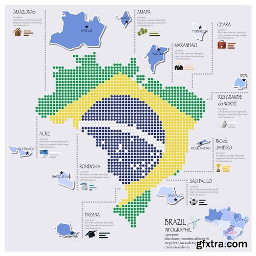 Dot Infographics  Countries, Flag & Map 2 - 23xEPS