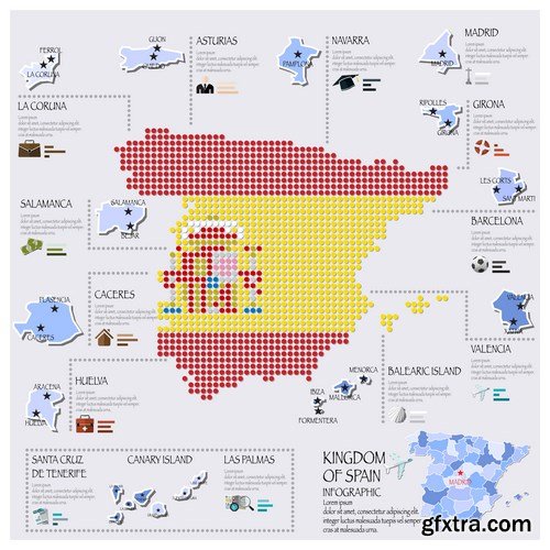 Dot Infographics  Countries, Flag & Map 2 - 23xEPS