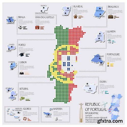 Dot Infographics  Countries, Flag & Map 2 - 23xEPS