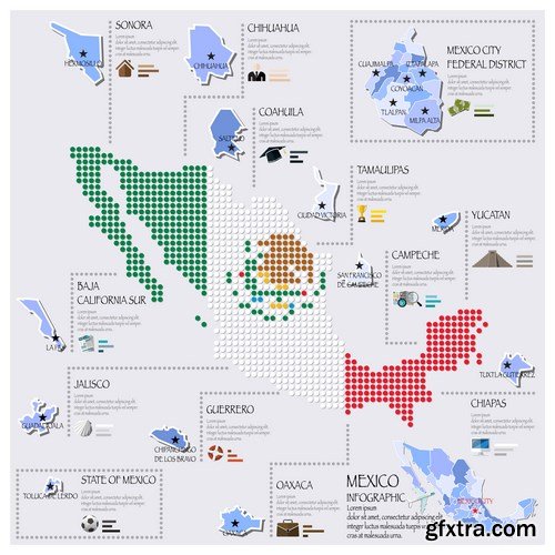 Dot Infographics  Countries, Flag & Map 2 - 23xEPS