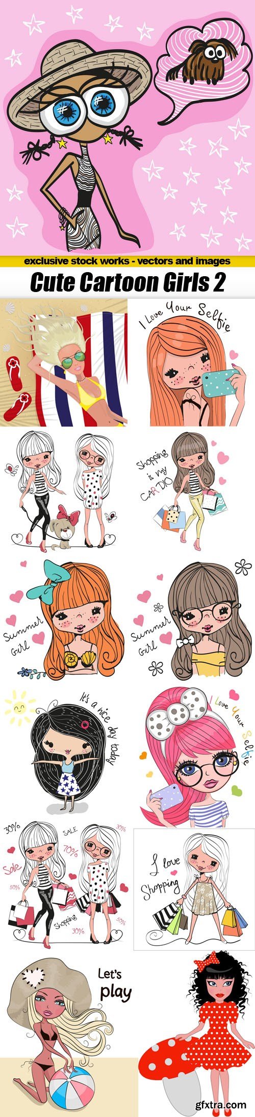 Cute Cartoon Girls 2  - 13xEPS