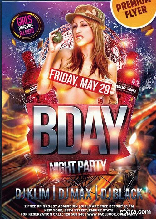 Bday Bash V2 Premium Club flyer PSD Template + Facebook Cover