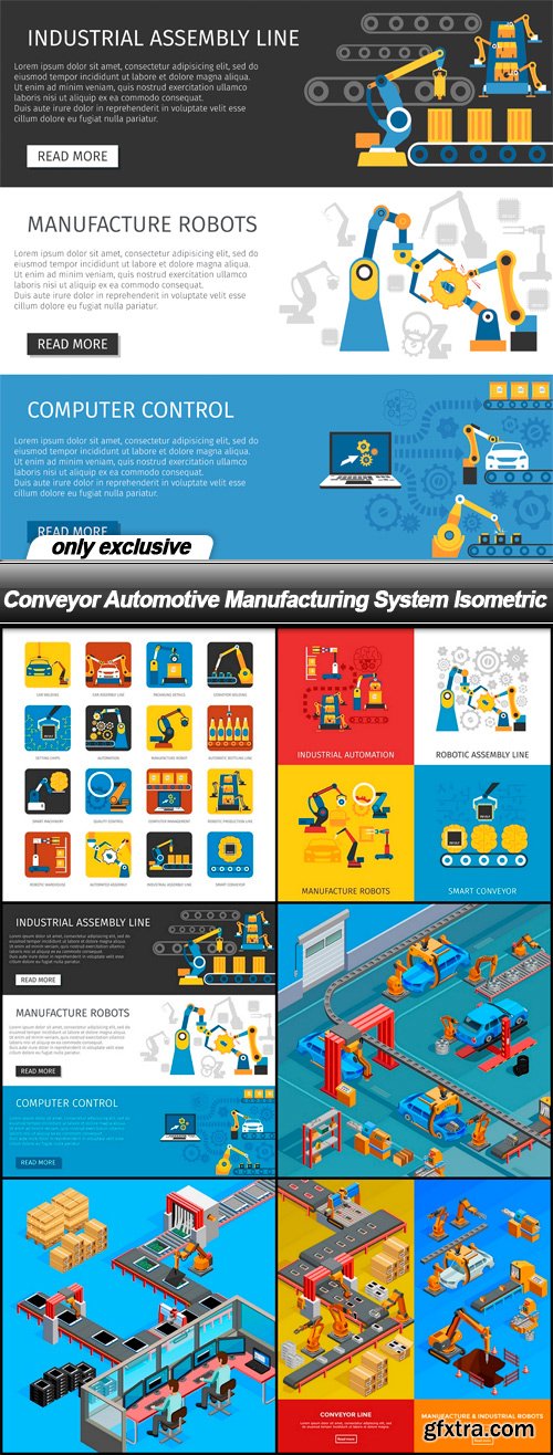 Conveyor Automotive Manufacturing System Isometric - 6 EPS