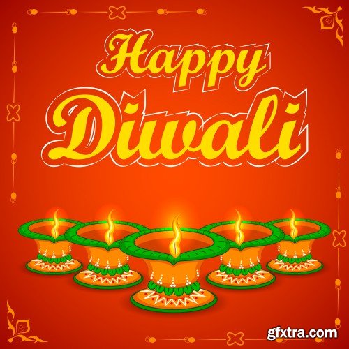 Easy to edit vector illustration of decorated diya for Happy Diwali holiday background